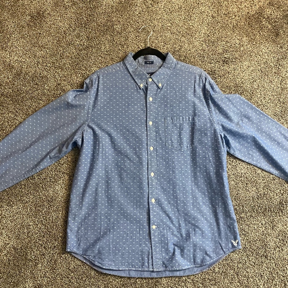 American Eagle Outfitters Blue Casual Button Down Shirt